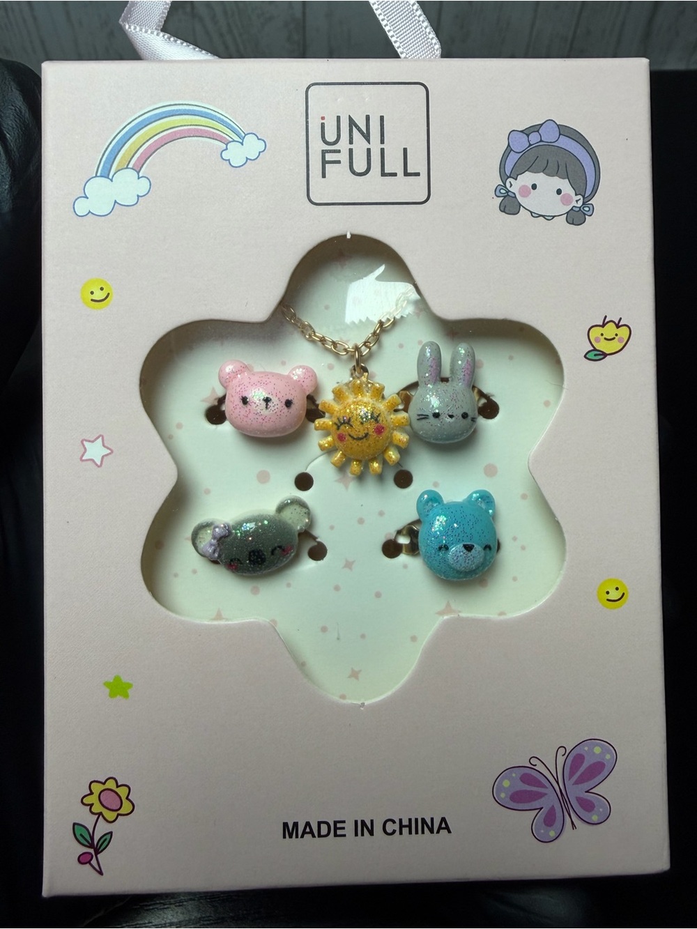 5pc Kids Small Pets Charm Necklace With Four Rings
